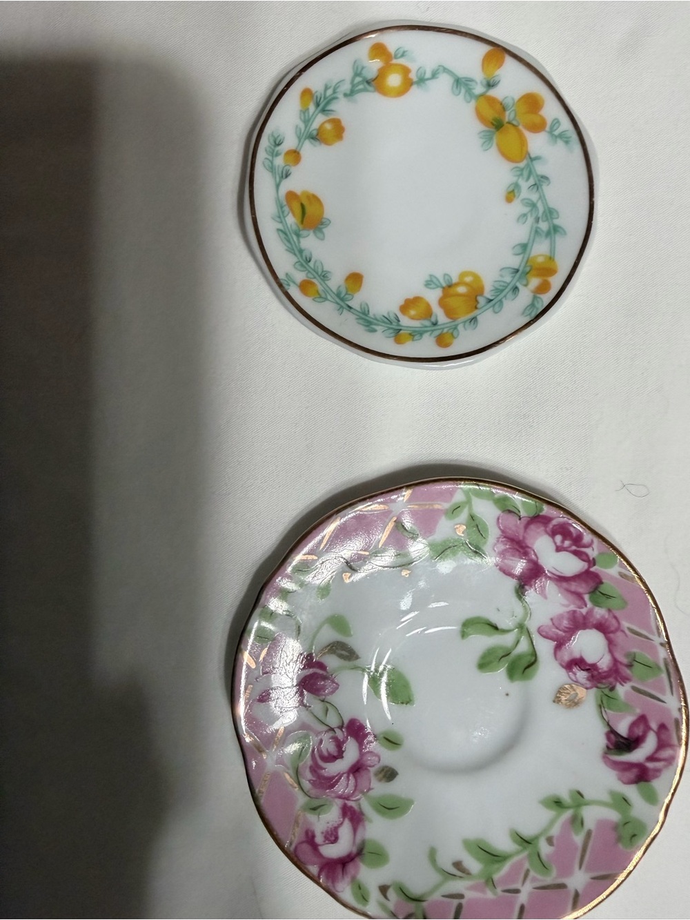 Tiny Porcelain Tea Cups & Saucers 2” high. 12 Assorted. Victorian. Reptoductions - Picture 12 of 15
